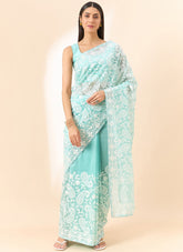 Saree in Blue Colour Looking Different